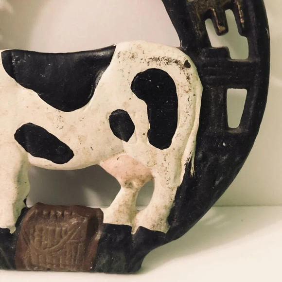 Vtg Cast  Iron Cow Welcome Door Hanger Sign Farmhouse Decor - Picture 3 of 15